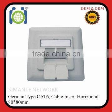 Germany CAT.6 FTP Wall Outlet(Faceplate),80*80mm, Zinc Die Casting