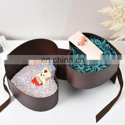 wholesale roses bouquet paper valentines gift boxes packaging double layer heart shaped flower box for flowers