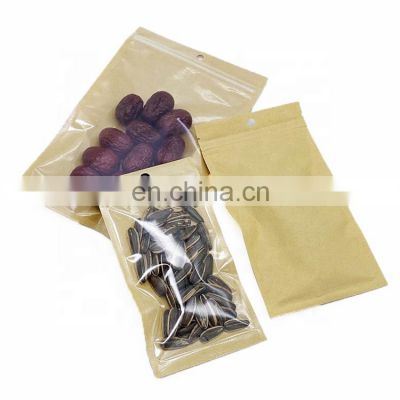 China supplier custom printed resealable zip lock bag kraft paper bag with one side clear