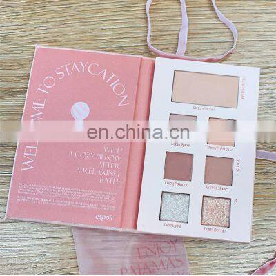 Novel Book Shape Eyeshadow Palette Custom Brand Empty Palette Packaging Pink for Birthday Valentine Day