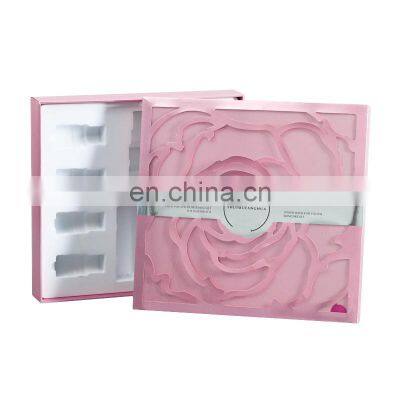 rose flower laser cutting cosmetic oil bottles square water resistant box paper with lid