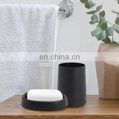 Best Selling Home Black White Bathroom Accessories 4-piece Plastic Bathroom Hardware Set Big Pump Design Soap Dispenser photo-5