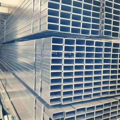 Yunnan Q235 square tube wholesale hot dip galvanized square tube 40 * 80 * 3 square tube Kunming sales square tube