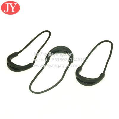 U style black inject zipper pulls rubber plastic ZIP tags luggage zipper slider cord zipper ends