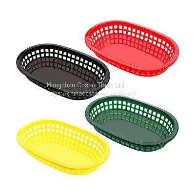 Oval-Shaped Fast Food Basket Plastic Bread Baskets Tray Restaurant Supplies, Deli Serving Bread Basket for Chicken, Burgers, Sandwiches & Fries