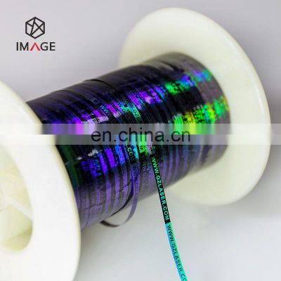 PET BOPP Material High Security Colored Optical Diffraction Holographic Tear Tape with Attached to Shrink Film