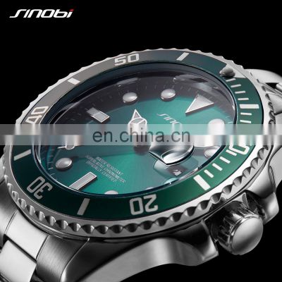 SINOBI Hot Sale S9721G Man Luxury Watches Green Black Classic Wristwatch Luminous Gentleman Handwatch