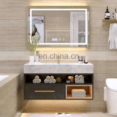 Luxury bathroom vanity cabinets bathroom sinks cabinet set with LED mirror