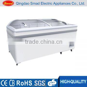 supermarket 600L glass door chest freezer with lock