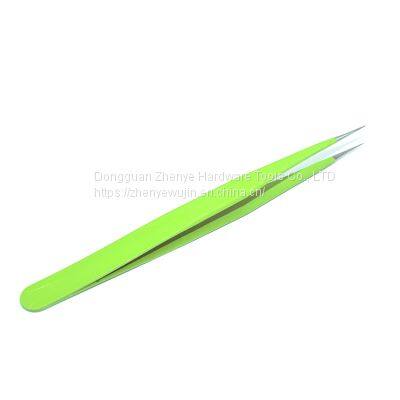 Small Tweezers for Hand Account Guka Cute Manual Diy Sticker Point Elbow Hand Account Clip Tool Sewing Grafting False Eyelashes Green Straight Head photo-5