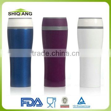 380ml double wall promotional plastic travel mug with push button lid,water 360degree out,leakproof cover BL-5088s