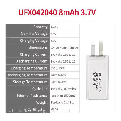 3.7 V 8mAh Ultra Thin Battery 042040 Lithium Battery photo-2