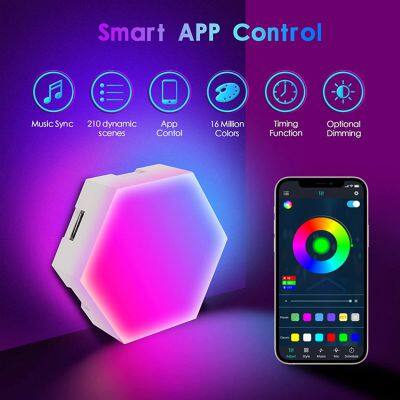 16 Million Colors DIY Geometry Splicing Hexagon Light Rgbic APP Control Cool Music Sync LED Gaming Light Smart Wall Lamp photo-2