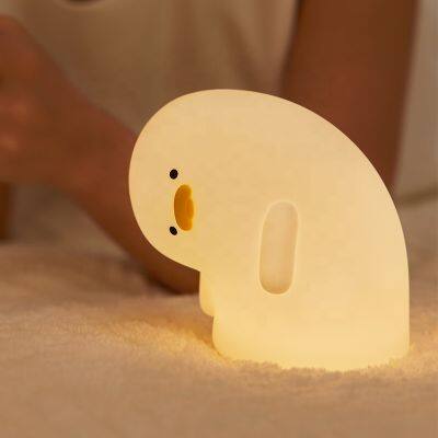 New Arrival Creative Cute Duck Table Lamp LED Rechargeable Bedside Touch Lamp Dimmable Animal Light Silicone Duck Night Light photo-2