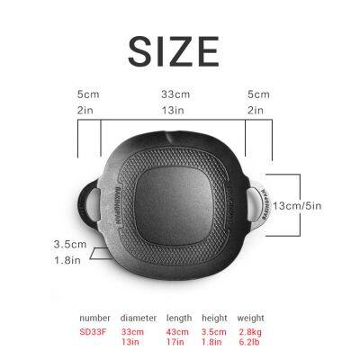 New Cast Iron Pan Outdoor Campers Thickened Uncoated Korean Barbecue Pan Around the Stove Square Skillet photo-2