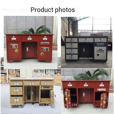 Balcão de caixa comercial com abertura para cofre e fechadura de código eletrônico – Balcão de metal durável para recepções de lojas de conveniência photo-3