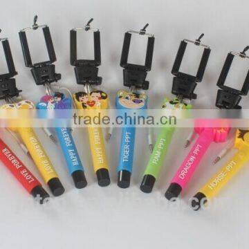 Cartoon Wire selfie stick ,OEM phone holder selfie stick with wire QC24