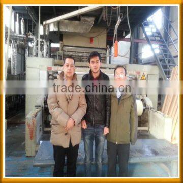 Uzbekistan customer visit our factory for pp nonwoven fabric used for baby diaper