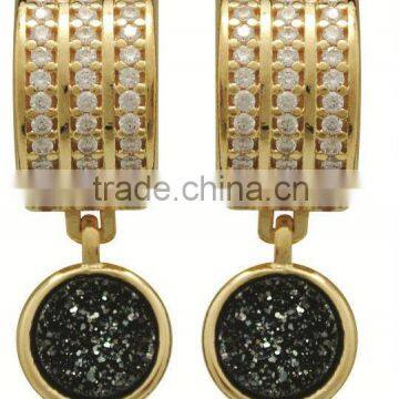 Earring with natural stone, GOLD PLATED