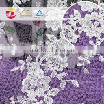 Wholesale High Quality White Cotton Lace Embroidery Fabric for Dress New Design photo-4