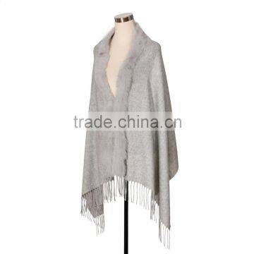 QD27905 Cheap High Quality 2016 Classical Styles Women Cashmere Shawl With Fur For Sale