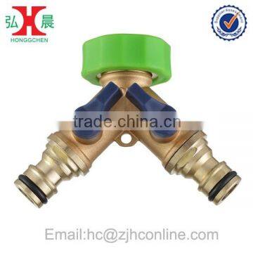 Garden Brass 2-way Hose Shut-off valve with Quick Connector