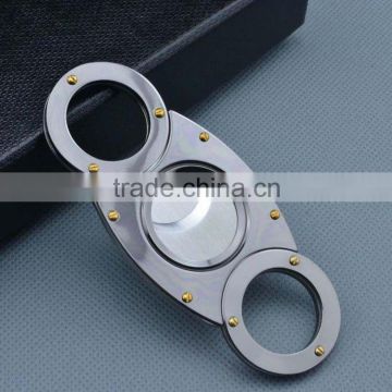 Light black Stainless Steel golden Round dot Double Blades Cigar Cutter