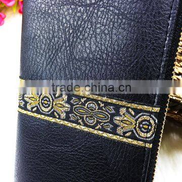 High Quality New Fashion Long Black Women Flower Leather PU Designer Wallet photo-4