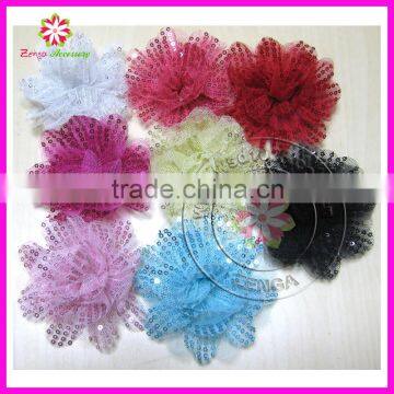 3" Glittler sequin and tulle mesh flower hair accessories for baby kids