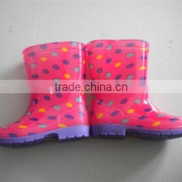 waterproof cheap kids transparent crystal PVC children inject rain boots wholesale