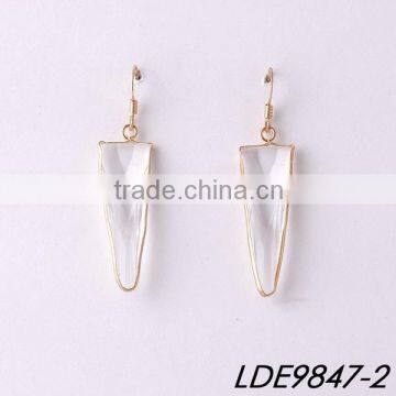 Long triangle glass pendant earrings