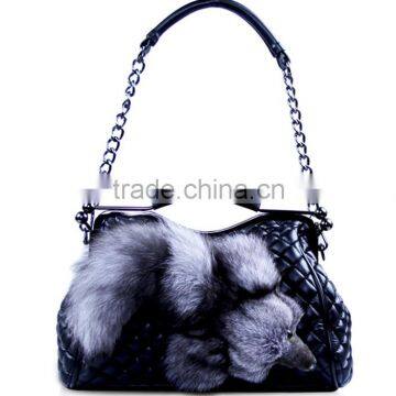 Women's Animal Skin Bag With Whole Fox On Bags