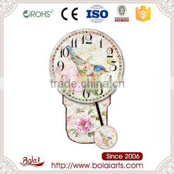 Fancy beautiful bird and blossom peony mdf contemporary wall clocks