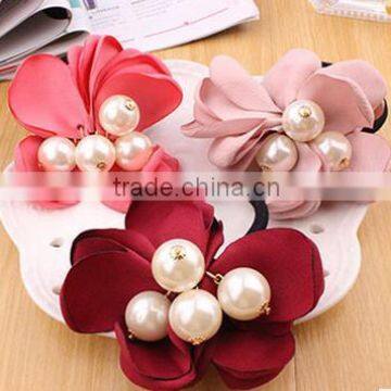 elegant flower Elastic Ponytail Holder hair bands hair accessories with pearls