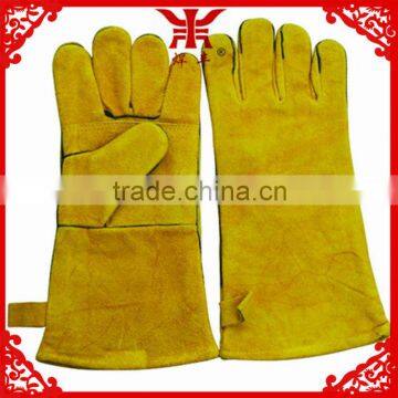 different types cow leather yellow welding gloves