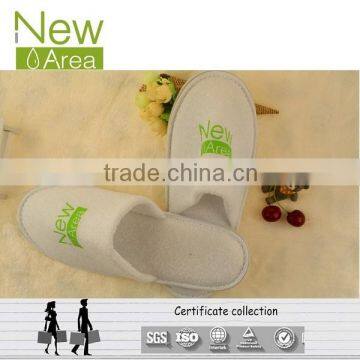 whole sale customized cotton terry slipper with red printing