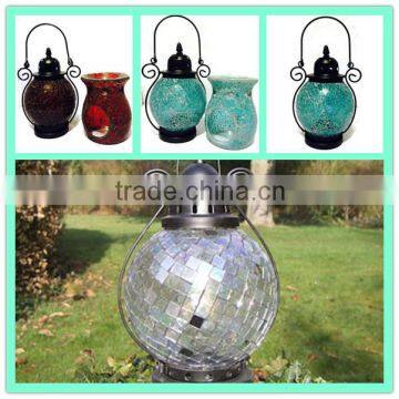 Hanging Mosaic Glass Tealight Lantern Metal Candle Holder Parts photo-6