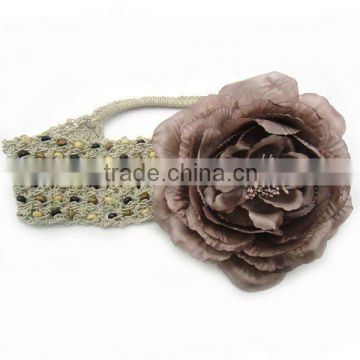 Crochet Rose Flower Elastic Headband