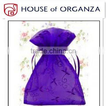 Glitter Purple Organza Bags Gifts Pouch