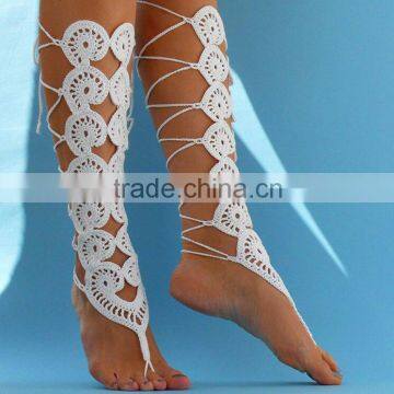 HOLIDAY SALE Crochet Barefoot Sandals- Flower Child - Organic tatted Lace crochet SEXY Yoga Belly Dance Beach bare foot jewelry