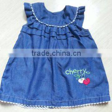 2015 fashion sleeveless emp baby girls denim skirt