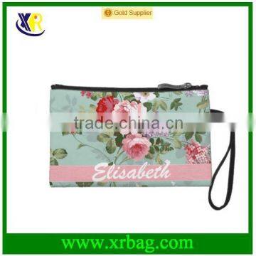 Customizable design flowers canvas wristlet clutch bags