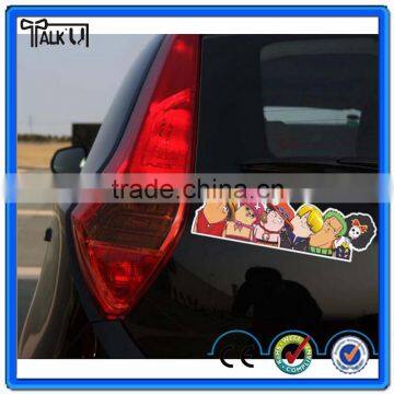 Hot sell waterproof adhesive cartoon crook neck window sticker, Removable Custom pvc car window sticker