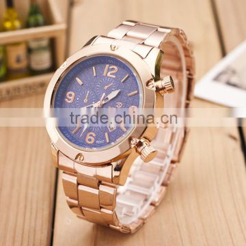 Best selling products customized production vogue stainless steel gold wrist watch men