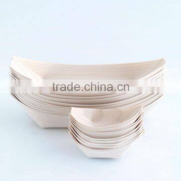 disposable wooden boat and plate for food