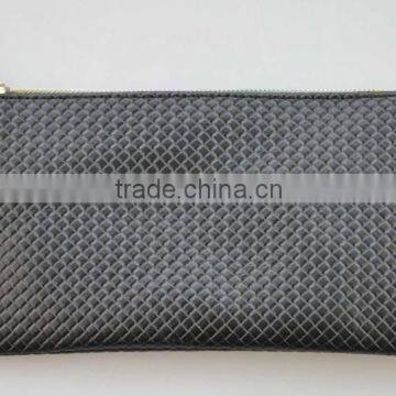 Professional diamond pattern PU cosmetic bag with colored zipper