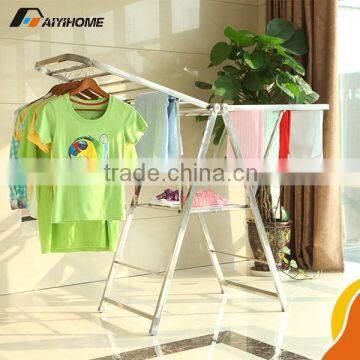 Butter Shape Wood color Folding Steel lift laundry drying rack