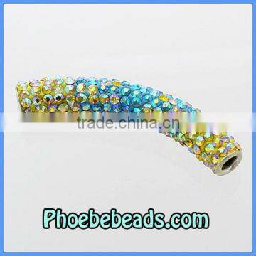 Wholesale Multicolor Tube Beads Metal Micro Pave Austrian Crystal Rhinestone For DIY Making Shamballa Bracelets CTB-032