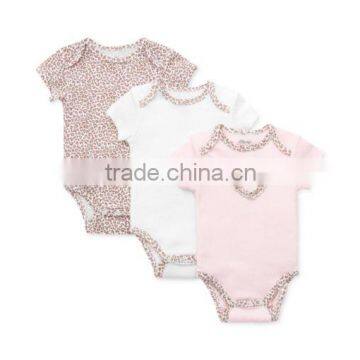 Wholesale Casual Baby Girls 100% Cotton Short Sleeve Leopard Print Rompers