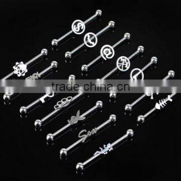 316L Logos Ear Barbell Ear Cartilage Industrial